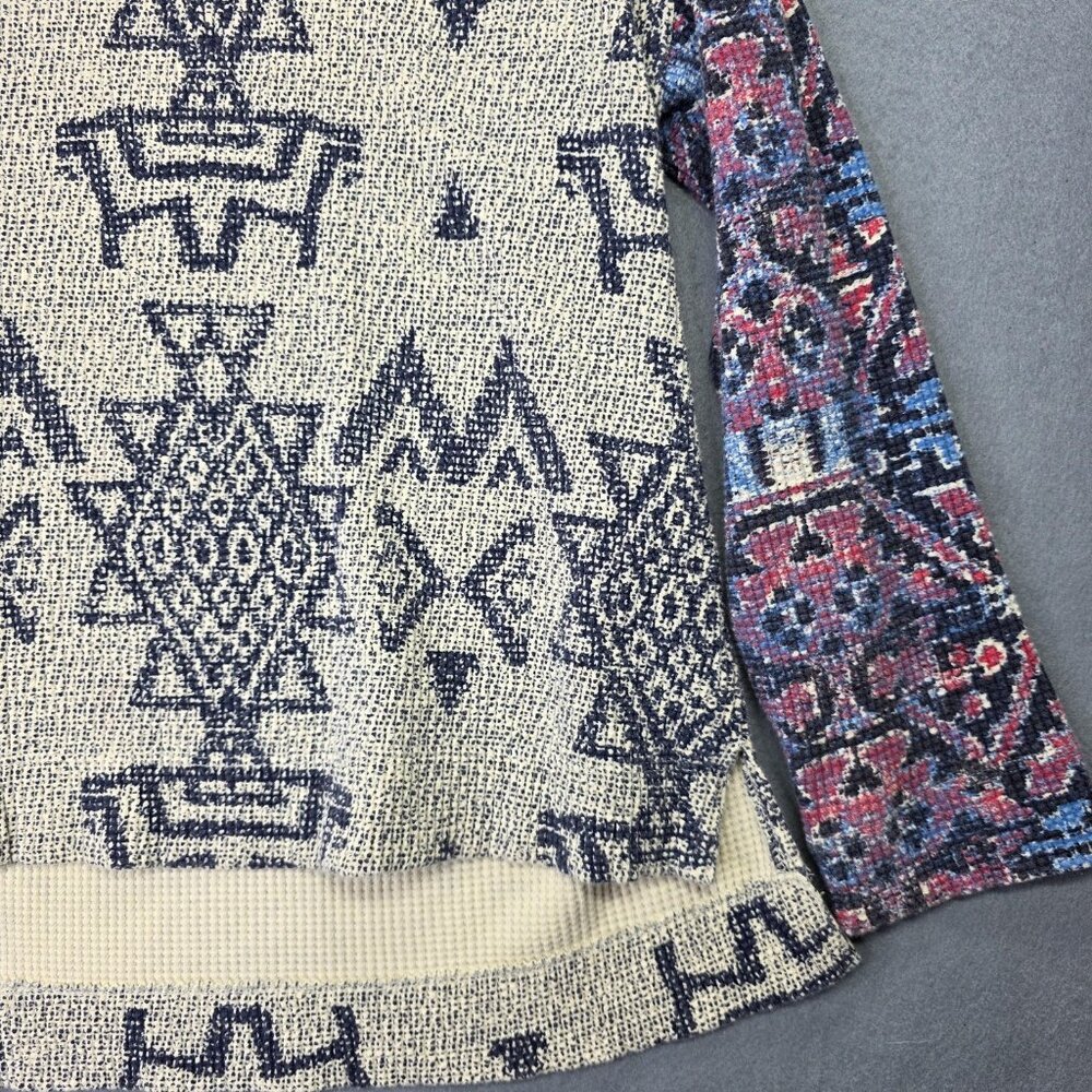 Anthropologie Top Women Small Patchwork Relaxed Cotton Boxy Boho Hippie Casual - Picture 2 of 13